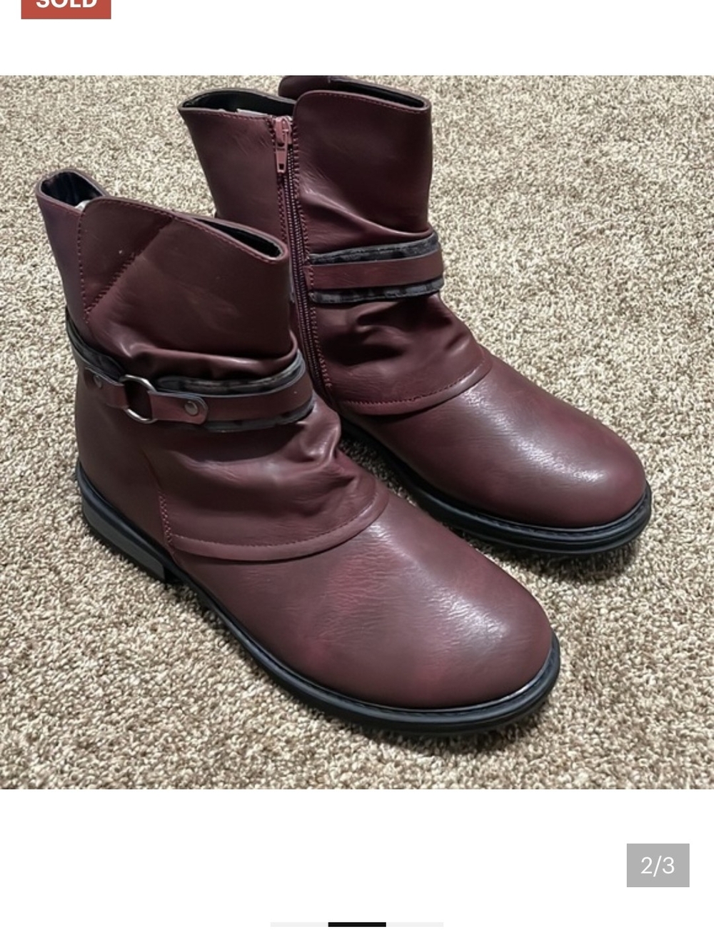 Easy Street Women's Burgundy Ankle Boots - Sleek Zip & Strap Detail 11w